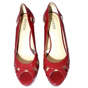 Sexy Red Guess Peep Toe Heels